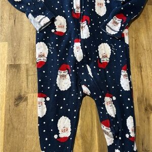 Old Navy Navy Blue Santa Print Kids Pajama Footies